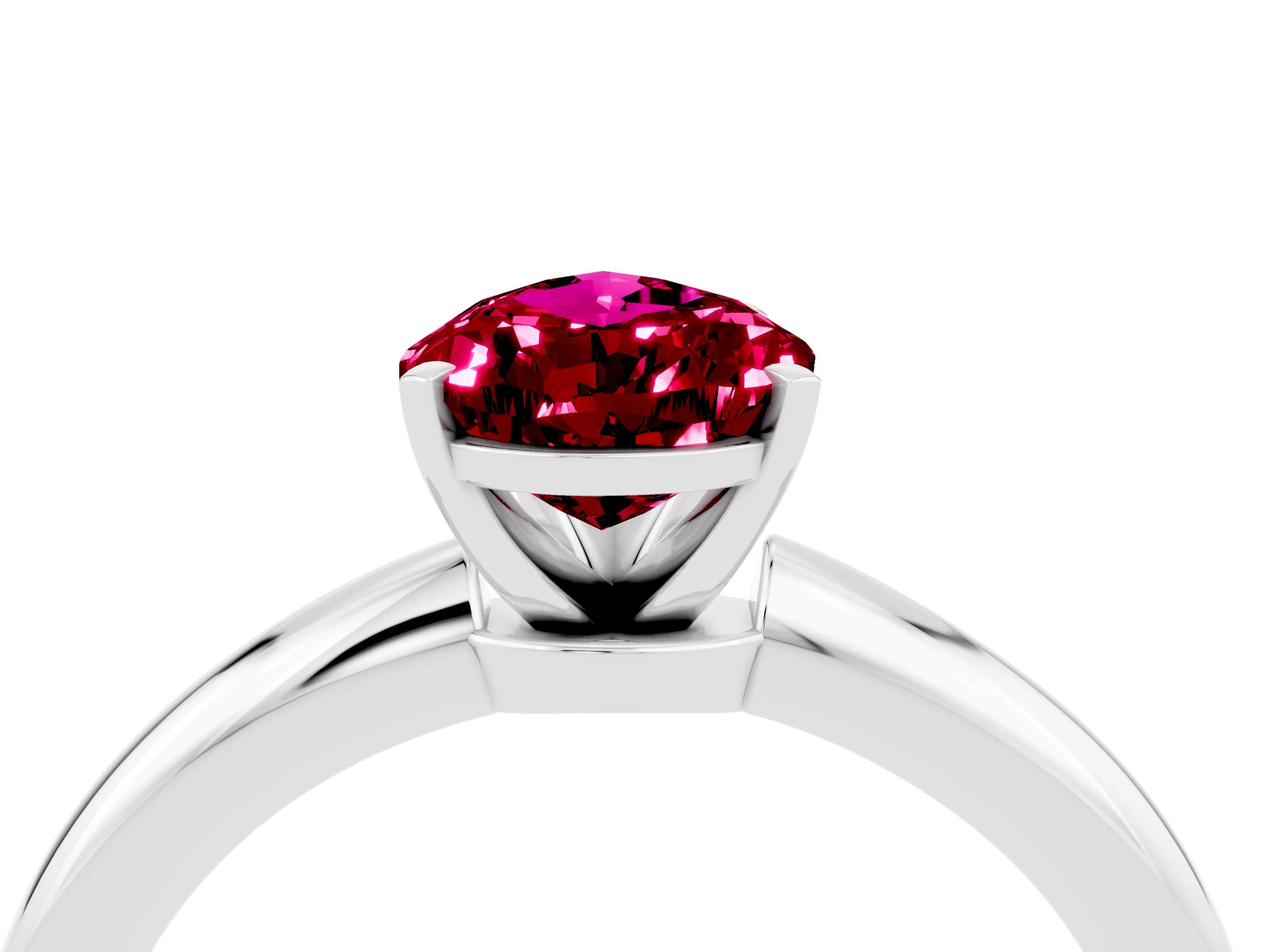 White gold Pear Cut Garnet Solitaire Ring with Six-Prong Setting and Classic Band_16