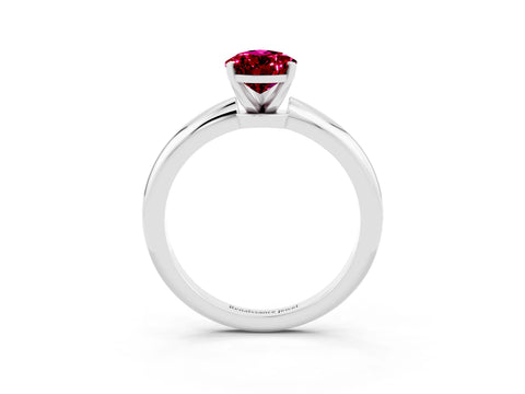White gold Pear Cut Garnet Solitaire Ring with Six-Prong Setting and Classic Band_3