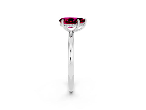 White gold Pear Cut Garnet Solitaire Ring with Thin Band and Four-Prong Setting_14