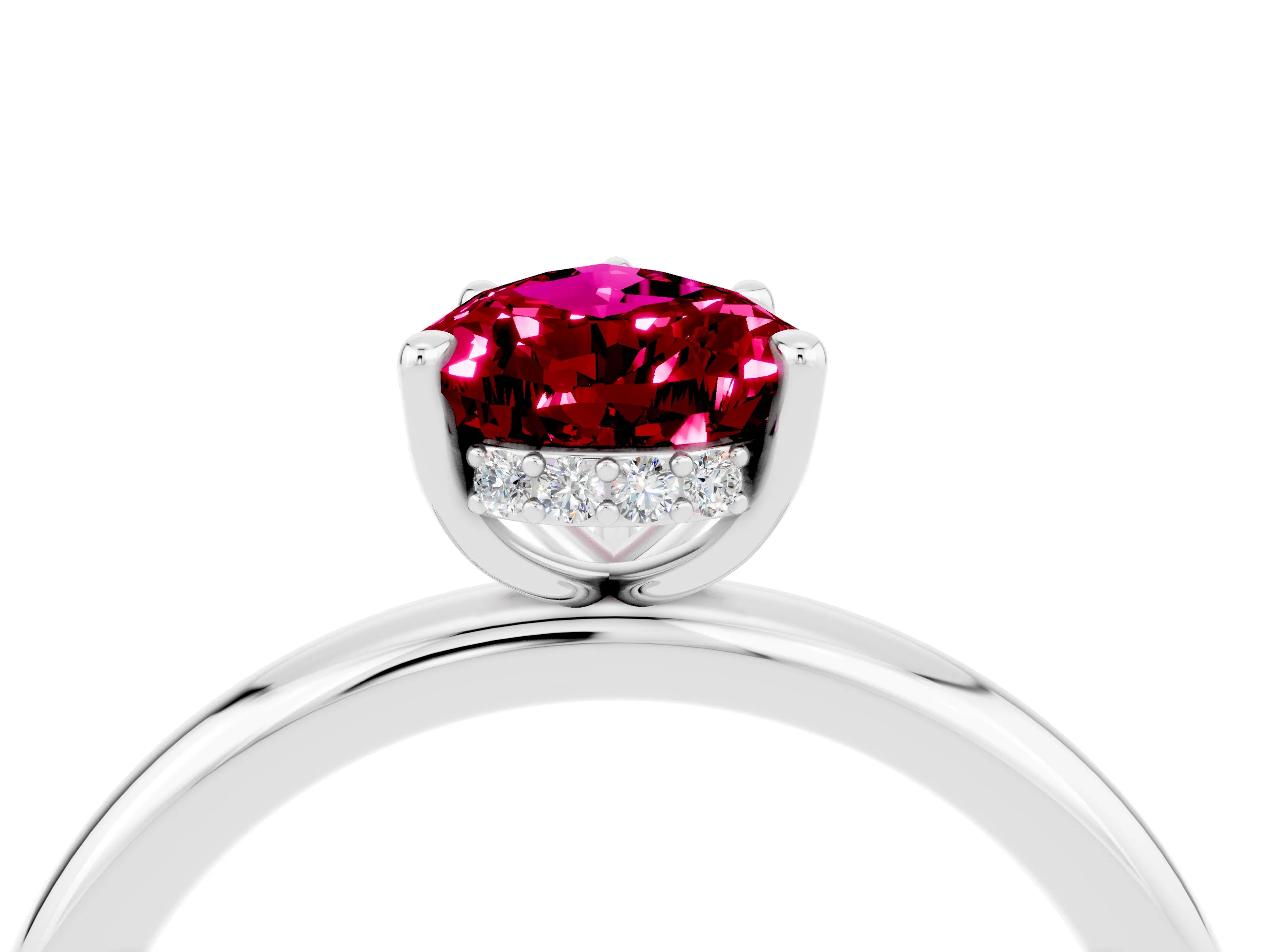 White gold Pear Cut Garnet Solitaire Ring with Thin Band and Four-Prong Setting_16