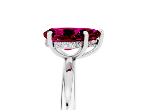 White gold Pear Cut Garnet Solitaire Ring with Thin Band and Four-Prong Setting_17