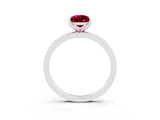 White gold Pear Cut Garnet Solitaire Ring with Thin Band and Prong Setting_15
