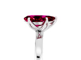 White gold Pear Cut Garnet Solitaire Ring with Thin Band and Prong Setting_17