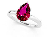 White gold Pear Cut Garnet Solitaire Ring with Thin Band and Prong Setting_37