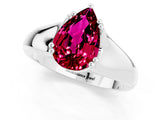 White gold Pear Cut Garnet Solitaire Ring with Wide Band and Prong Setting_1