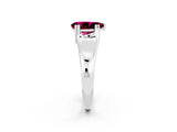 White gold Pear Cut Garnet Solitaire Ring with Wide Band and Prong Setting_2