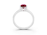 White gold Pear Cut Garnet Solitaire Ring with Wide Band and Prong Setting_3