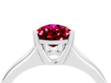 White gold Pear Cut Garnet Solitaire Ring with Wide Band and Prong Setting_4