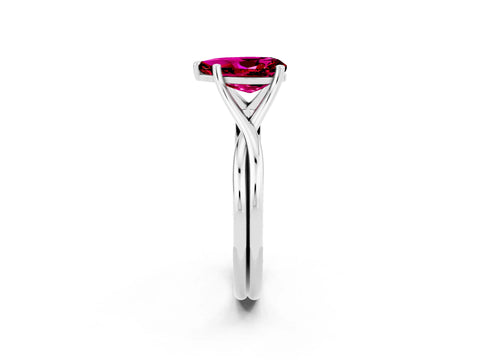 White gold Pear Cut Garnet Solitaire Twist Band Prong Setting Ring_38