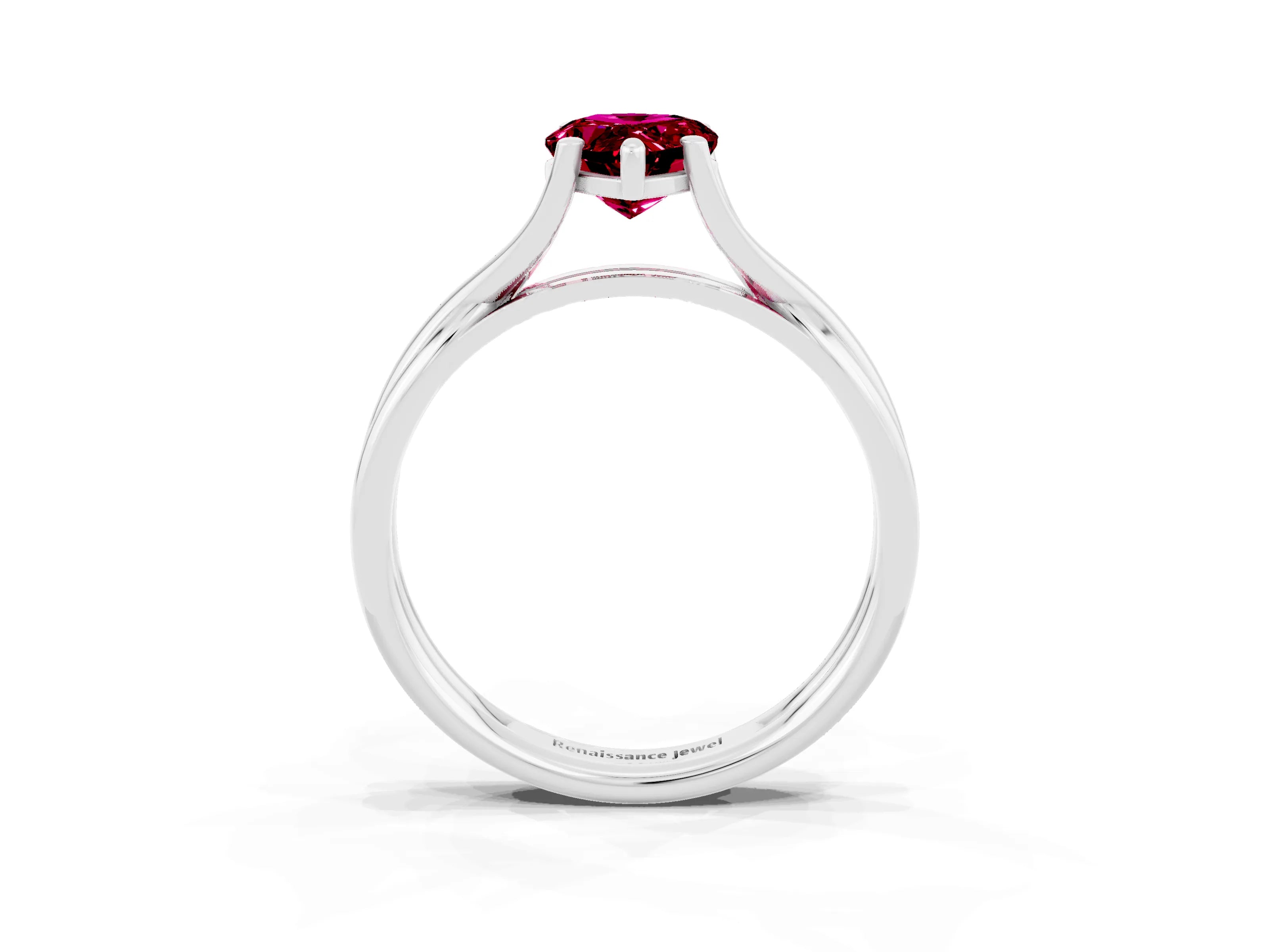 White gold Pear Cut Garnet Solitaire Twist Band Prong Setting Ring_39