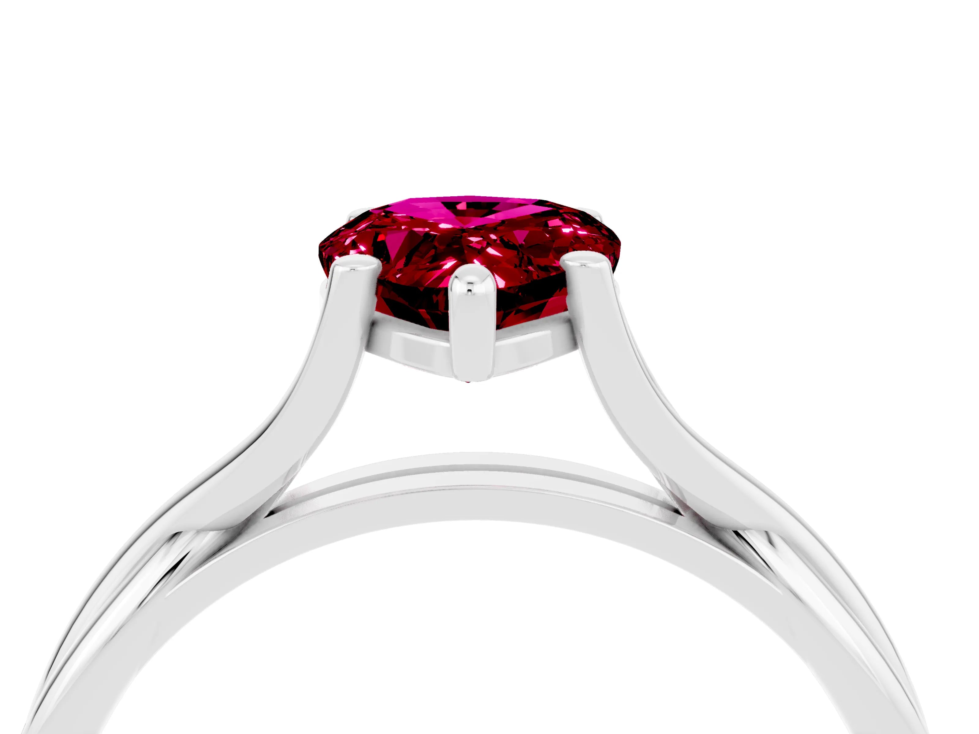 White gold Pear Cut Garnet Solitaire Twist Band Prong Setting Ring_40