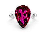 White gold Pear Cut Garnet Solitaire Twisted Band with Round  Accents and Prong Setting_12