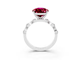 White gold Pear Cut Garnet Solitaire Twisted Band with Round  Accents and Prong Setting_15