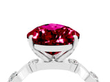 White gold Pear Cut Garnet Solitaire Twisted Band with Round  Accents and Prong Setting_16