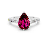 White gold Pear Cut Garnet Solitaire with Side Baguettes and Channel Set Band_36