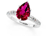 White gold Pear Cut Garnet Solitaire with Side Baguettes and Channel Set Band_37