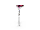 White gold Pear Cut Garnet Solitaire with Side Baguettes and Channel Set Band_38