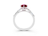 White gold Pear Cut Garnet Solitaire with Side Baguettes and Channel Set Band_39