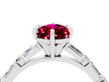 White gold Pear Cut Garnet Solitaire with Side Baguettes and Channel Set Band_40