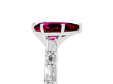 White gold Pear Cut Garnet Solitaire with Side Baguettes and Channel Set Band_41