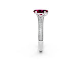 White gold Pear Cut Garnet Split Shank Engagement Ring with Pavé Band_2