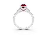White gold Pear Cut Garnet Split Shank Engagement Ring with Pavé Band_3