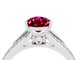 White gold Pear Cut Garnet Split Shank Engagement Ring with Pavé Band_4