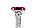 White gold Pear Cut Garnet Split Shank Engagement Ring with Pavé Band_5