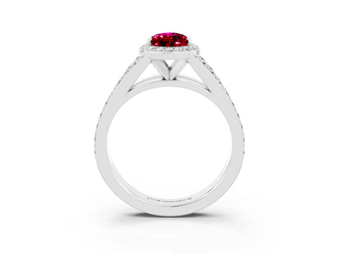 White gold Pear Cut Garnet Split Shank Halo Ring with Four-Prong Setting_27