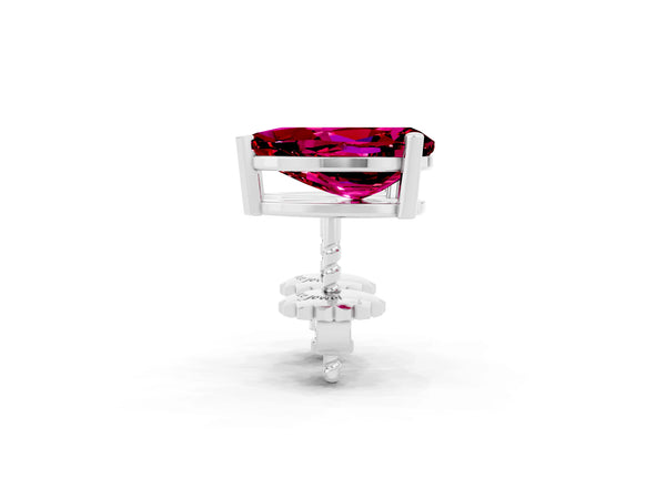 Platinum Pear Cut Garnet Stud Earrings