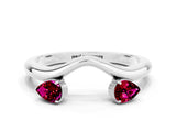 White gold Pear Cut Garnet Two-Stone Open Band Ring with Prong Setting_6