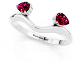 White gold Pear Cut Garnet Two-Stone Open Band Ring with Prong Setting_7