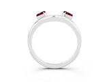 White gold Pear Cut Garnet Two-Stone Open Band Ring with Prong Setting_9