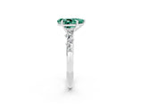 White gold Pear Cut Green Sapphire Cluster Side Stone Solitaire Ring with Prong Setting_26