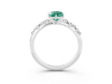 White gold Pear Cut Green Sapphire Cluster Side Stone Solitaire Ring with Prong Setting_27