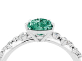 White gold Pear Cut Green Sapphire Cluster Side Stone Solitaire Ring with Prong Setting_28