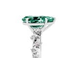 White gold Pear Cut Green Sapphire Cluster Side Stone Solitaire Ring with Prong Setting_29