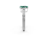 White gold Pear Cut Green Sapphire Engagement Ring with Milgrain Channel Set Band and Prong Setting_2