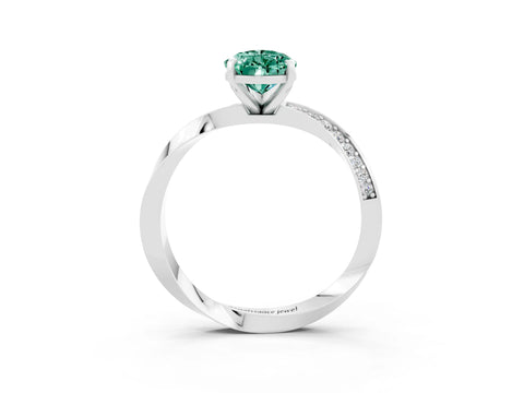 White gold Pear Cut Green Sapphire Engagement Ring with Side Stone Accents and Four-Prong Setting_30