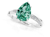 White gold Pear Cut Green Sapphire Engagement Ring with Side Stone Accents and Four-Prong Setting_73