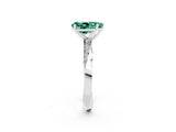 White gold Pear Cut Green Sapphire Engagement Ring with Side Stone Accents and Four-Prong Setting_74