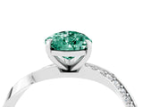 White gold Pear Cut Green Sapphire Engagement Ring with Side Stone Accents and Four-Prong Setting_76