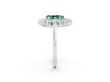 White gold Pear Cut Green Sapphire Floral Double Halo Engagement Ring with Prong Setting_110