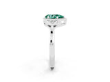 White gold Pear Cut Green Sapphire Halo Ring with Tapered Band and Four-Prong Setting_2