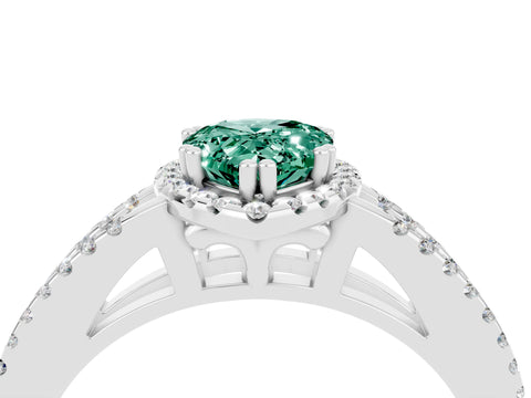 White gold Pear Cut Green Sapphire Halo Split Shank Engagement Ring_16