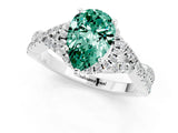 White gold Pear Cut Green Sapphire Halo Twist Band Solitaire Prong Setting Ring_1