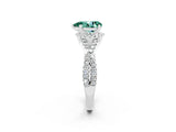 White gold Pear Cut Green Sapphire Halo Twist Band Solitaire Prong Setting Ring_2