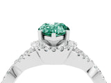 White gold Pear Cut Green Sapphire Halo Twist Band Solitaire Prong Setting Ring_4