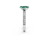 White gold Pear Cut Green Sapphire Milgrain Pavé Engagement Ring with Four-Prong Setting_2