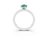 White gold Pear Cut Green Sapphire Milgrain Pavé Engagement Ring with Four-Prong Setting_3